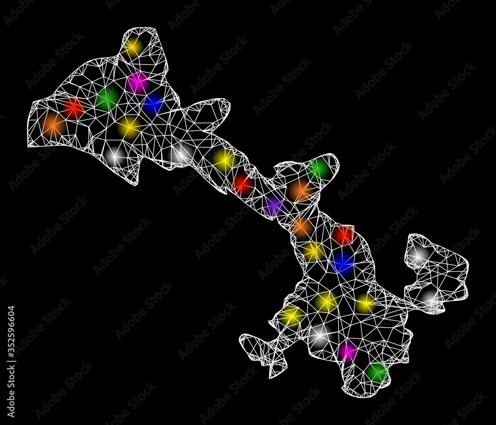 Aufkleber web mesh vector map of gansu province with glare effect on a black background. abstract lines, light