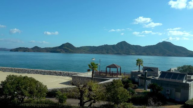 Islands of the Seto Inland Sea. Kosagijima, Sagishima. The view from the kure line local train window. Hiroshima Prefecture, Japan