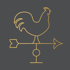 golden windvane rooster icon- vector illustration