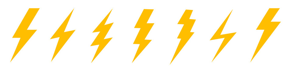 Lightning bolt icon. Vector lightning logo electric, set of thunder and lightning . Lightning bolt signs, icons isolated over white background