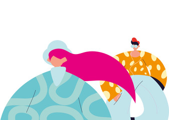 Urban woman and man cartoon with casual cloth vector design