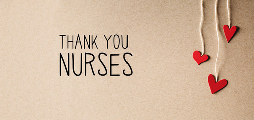 Thank You Nurses message with handmade small paper hearts