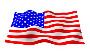 Waving flag of the United States of America. Stars and Stripes. State symbol of the USA. 3D illustration