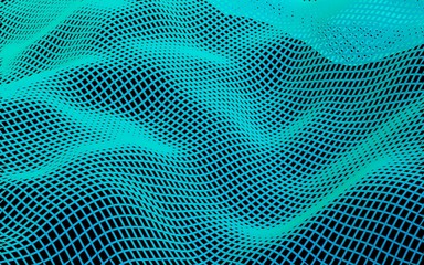 Abstract landscape on a dark background. Cyberspace grid. hi tech network. 3D illustration