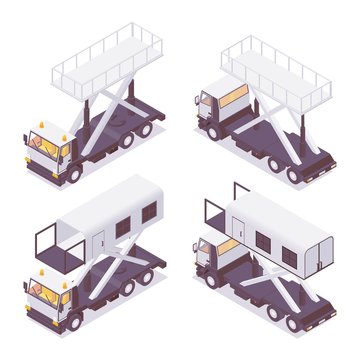 Isometric set self-propelled ambulift for aircraft.