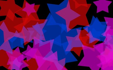 Obraz premium Multicolored translucent stars on a dark background. Orange tones. 3D illustration