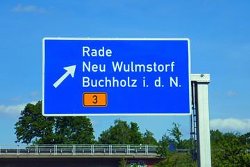 autobahnschild Rade, Neu Wulmsdorf, Buchholz i.d.N., 3, B3, B 3, Buchholz in der Nordheide