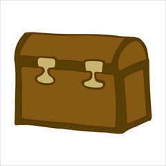 Treasure chest pirate box. Hand drawn illustration in Doodle style. Vector illustration