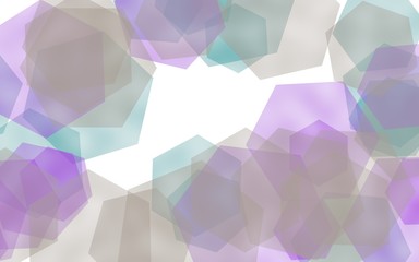 Multicolored translucent hexagons on white background. Red tones. 3D illustration