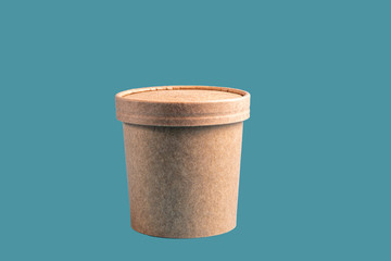 Empty paper disposable cup fo takeaway food container isolated on white.