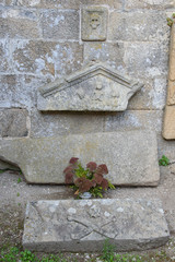 Stone remains of a church, in the cemetery of Cambados, Rias Bajas, Pontevedra, Galicia, Spain, Europe.