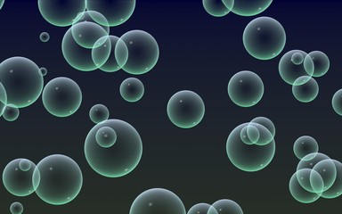 Dark background green mesh bubbles. Wallpaper, texture with bubble. 3D illustration