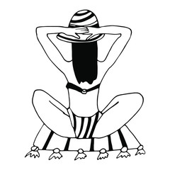 Glamorous Woman resting on the beach in yoga pose Glamorous Woman resting on the beach in yoga pose 