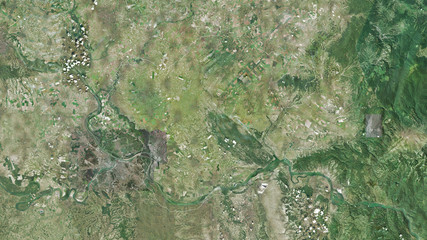 Fototapeta na wymiar Južno-Banatski, Serbia - outlined. Satellite