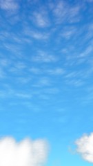 Blue sky background with white clouds. Cumulus white clouds in the clear blue sky in the morning. 3D illustration