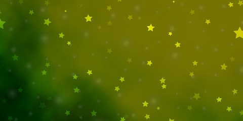 Light Green, Yellow vector background with small and big stars. Colorful illustration with abstract gradient stars. Pattern for websites, landing pages.