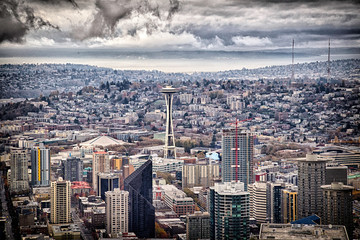 View of downtown Seattle skyline in Seattle Washington.