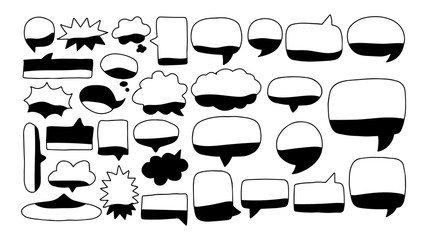 Hand-drawn speech bubbles set collection Vector.