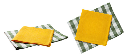 Kitchen towel, napkin isolated. Top view mockup