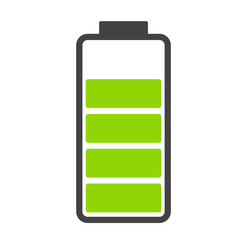 Battery charge level indicator bar icon, full, empty or loading on white for design, stock vector illustration