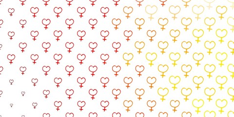 Light Red, Yellow vector texture with women's rights symbols.