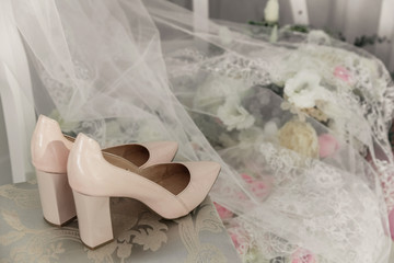 Bride's flowers and shoes