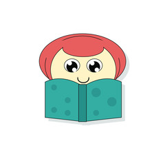 Vector illustration of reading a book on white isolated background