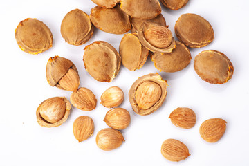 apricot kernel isolated on white background, ecology food