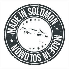 Fototapeta na wymiar Made in Solomon Symbol. Silhouette Icon Map. Design Grunge Vector. Product Export Seal.