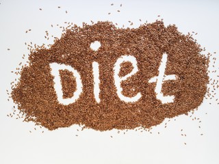 Flax seeds laid out in the form of emotions due to diet.