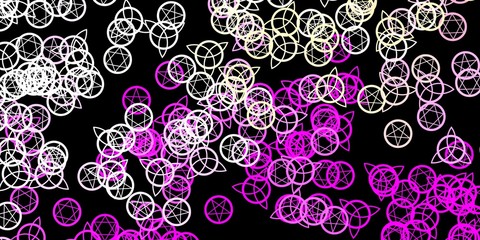 Dark Pink, Yellow vector backdrop with mystery symbols.