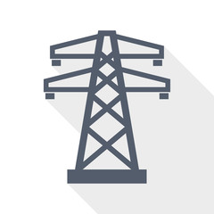 Power, energy tower flat design vector icon