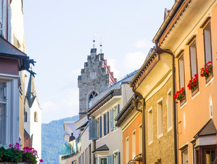 vipiteno, splendid town in the italian alps, with the beautiful medieval gate of the old town
