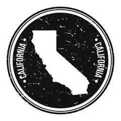 California USA Map Symbol Round Design Stamp Travel and Business