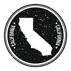 Tuinposter California USA Map Symbol Round Design Stamp Travel and Business © josepperianes