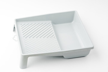 Plastic paint tray isolated on white background