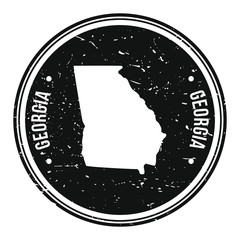 Georgia USA Map Symbol Round Design Stamp Travel and Business
