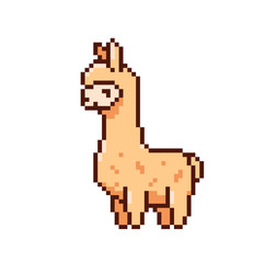 Cute game art pixel lama on white background © Monomoon