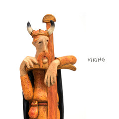Tourist souvenir from Norway "Old Viking with a sword" isolated on white background