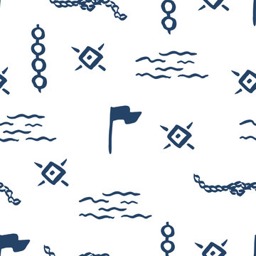 Seamless pattern with sea elements