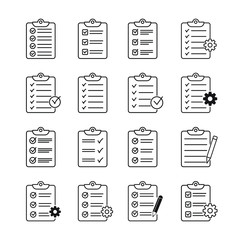 Set of clipboard with checklist icons, symbol for web site and app design. Vector illstration.