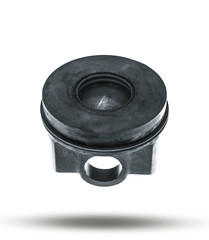Engine piston isolated on white background. Automotive industry component.