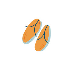 Summer, Beach, Shell, Seaweed, doodle isolated on a white background. Hand draw cartoon Scandinavian nordic design style for fashion or interior or cover or textile or background.