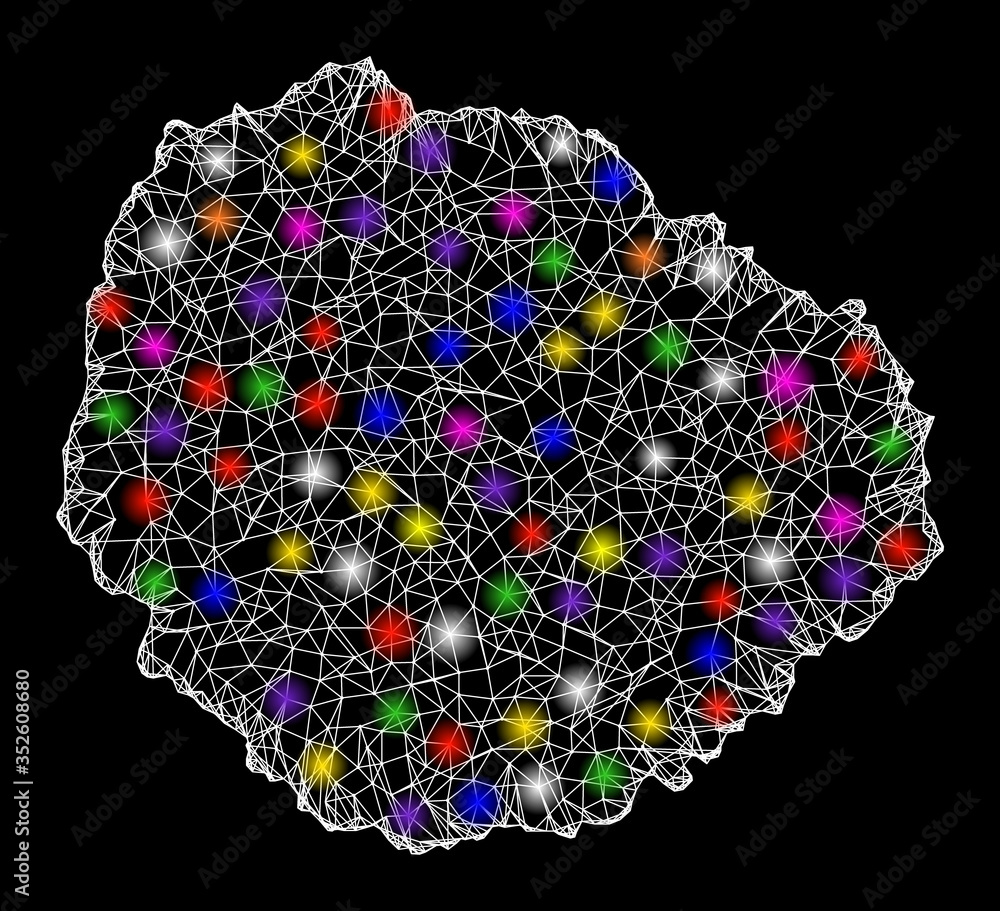 Aufkleber web mesh vector map of la gomera island with glow effect on a black background. abstract lines, ligh