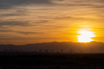 Beautiful sunset of the Las Vegas Strip