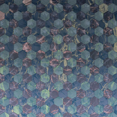 Fragment multicolored ceramic tiles for wall and floor decoration. Texture for use in graphic and architectural project. Pattern of ceramic tiles of hexagon shape for background. 3D illustration.