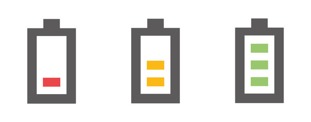 Vector battery icon. Charge from high to low