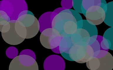 Multicolored translucent circles on a dark background. Red tones. 3D illustration