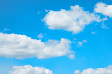 Blue sky with white clouds in ascending / descending order.  Use for the background.