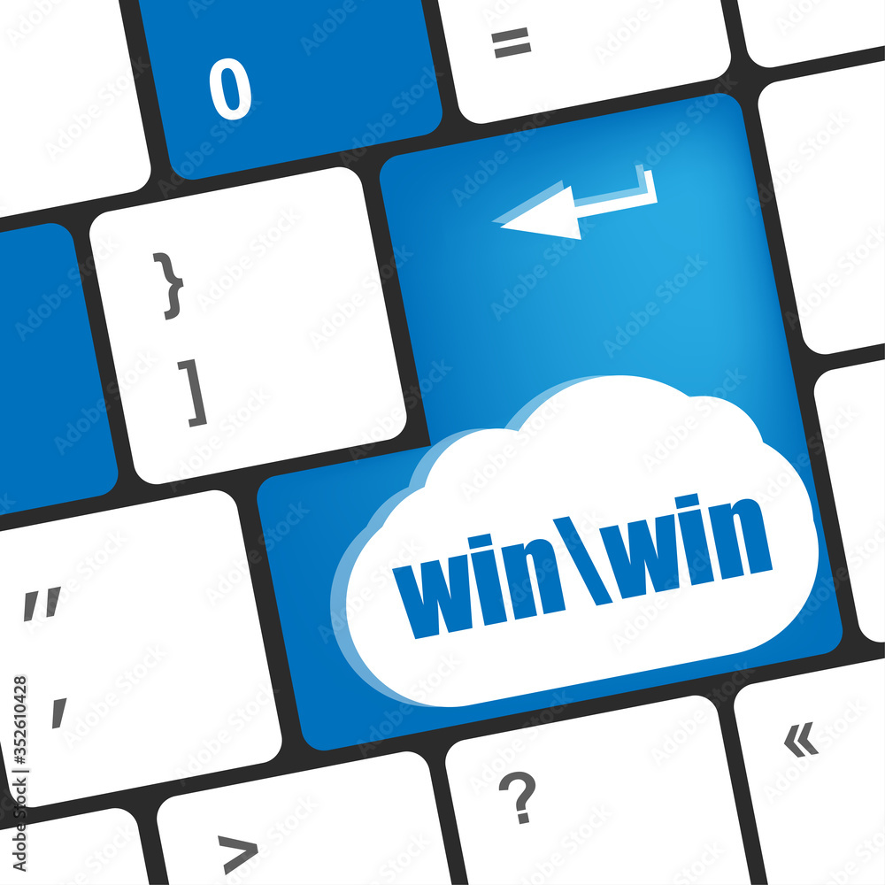 Poster win button on computer keyboard key button